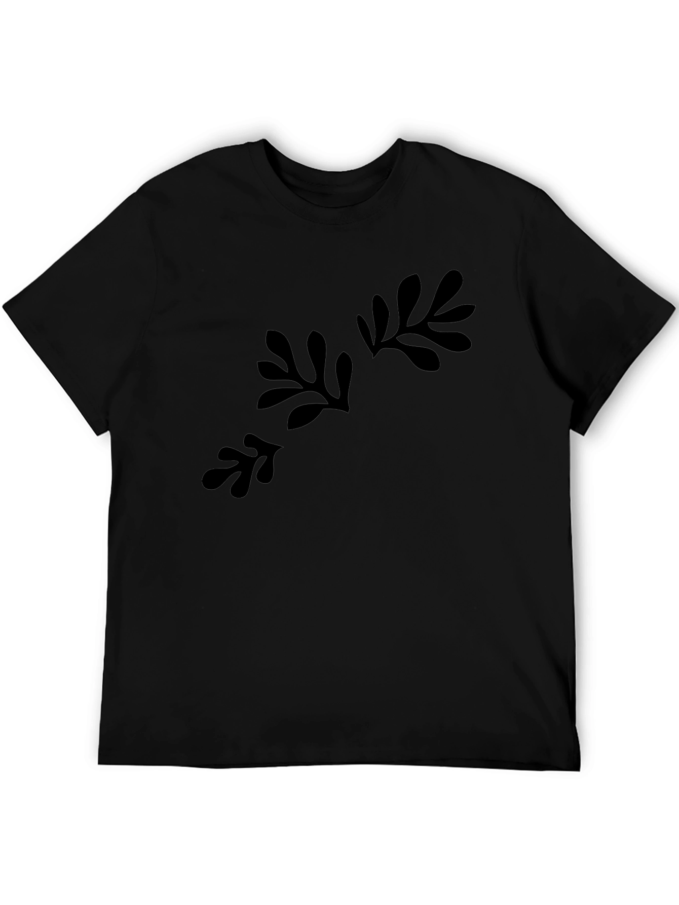 Abstract Foliage Print Black T-Shirt