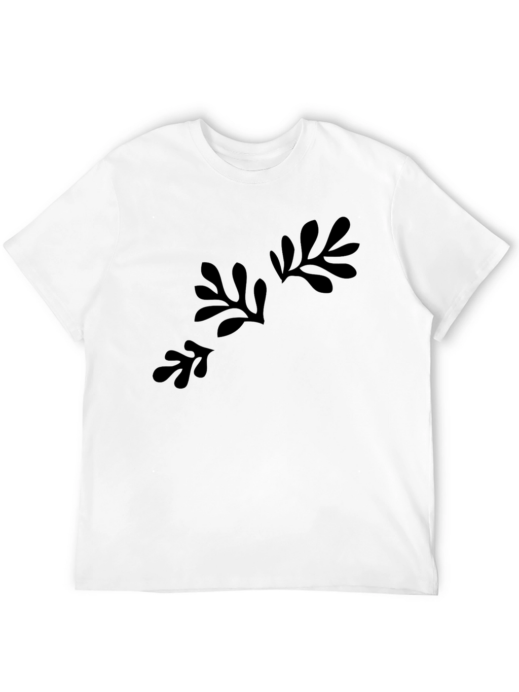 Abstract Foliage Print Black T-Shirt