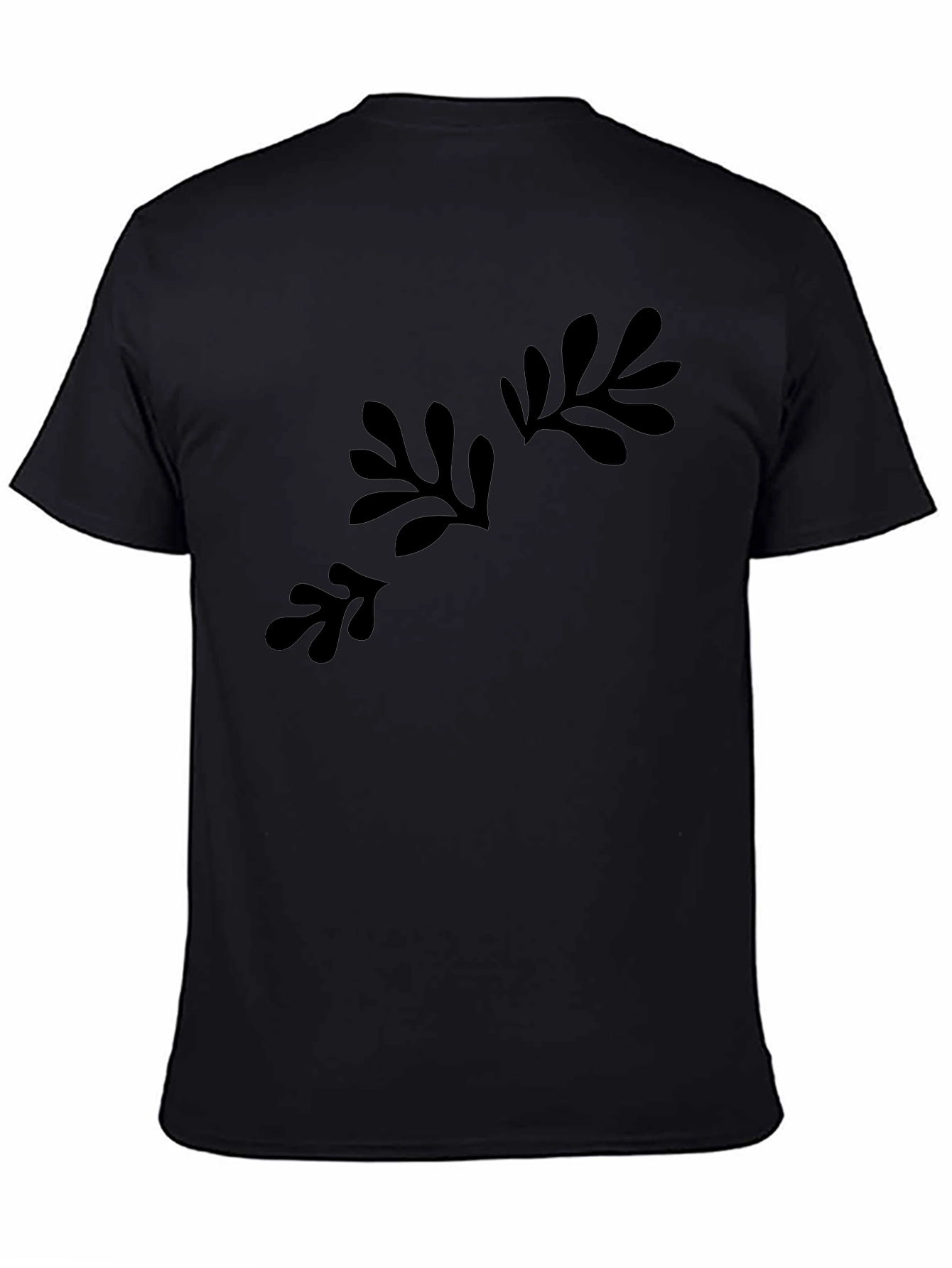 Abstract Foliage Print Black T-Shirt