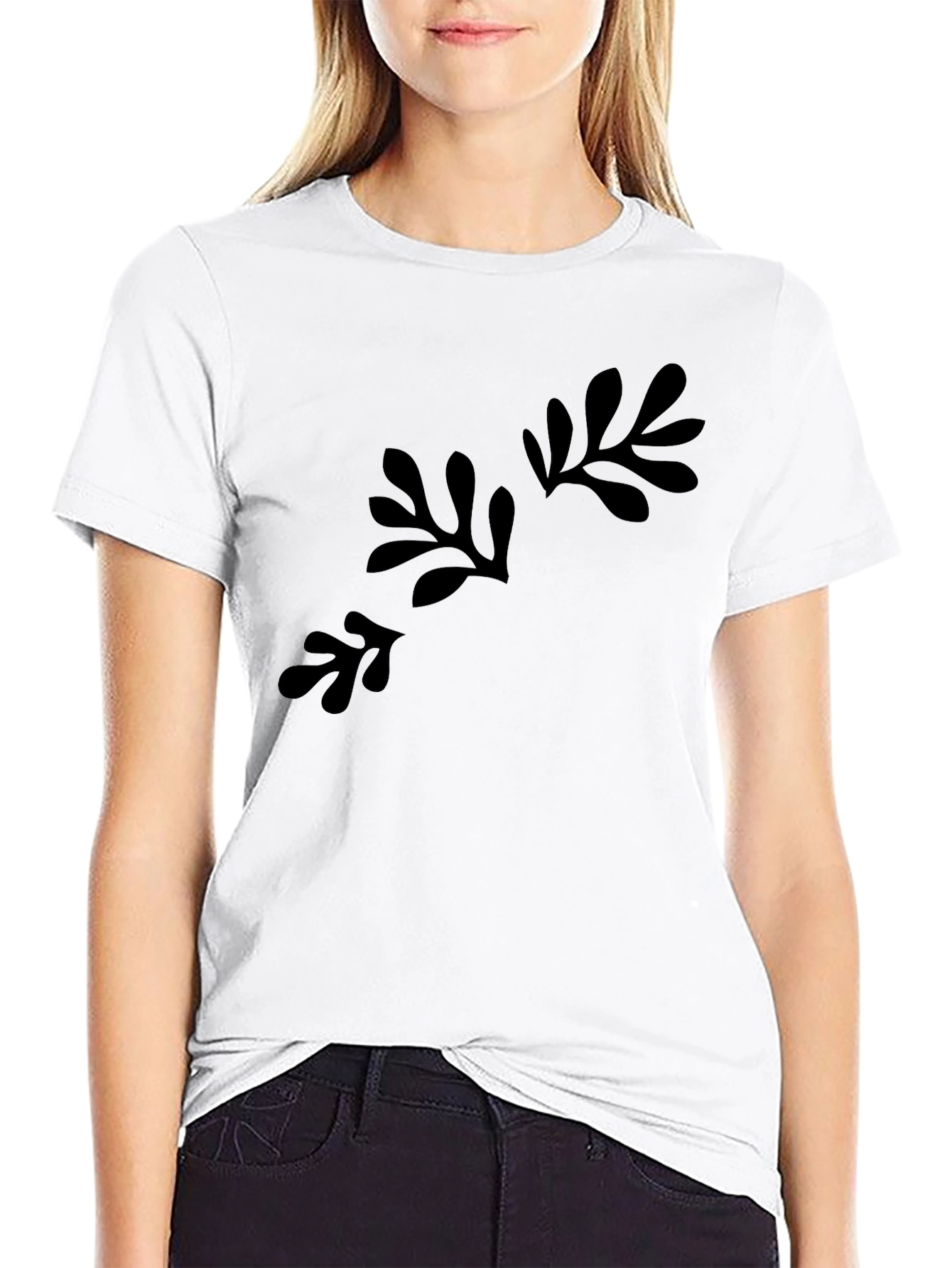Abstract Foliage Print Black T-Shirt