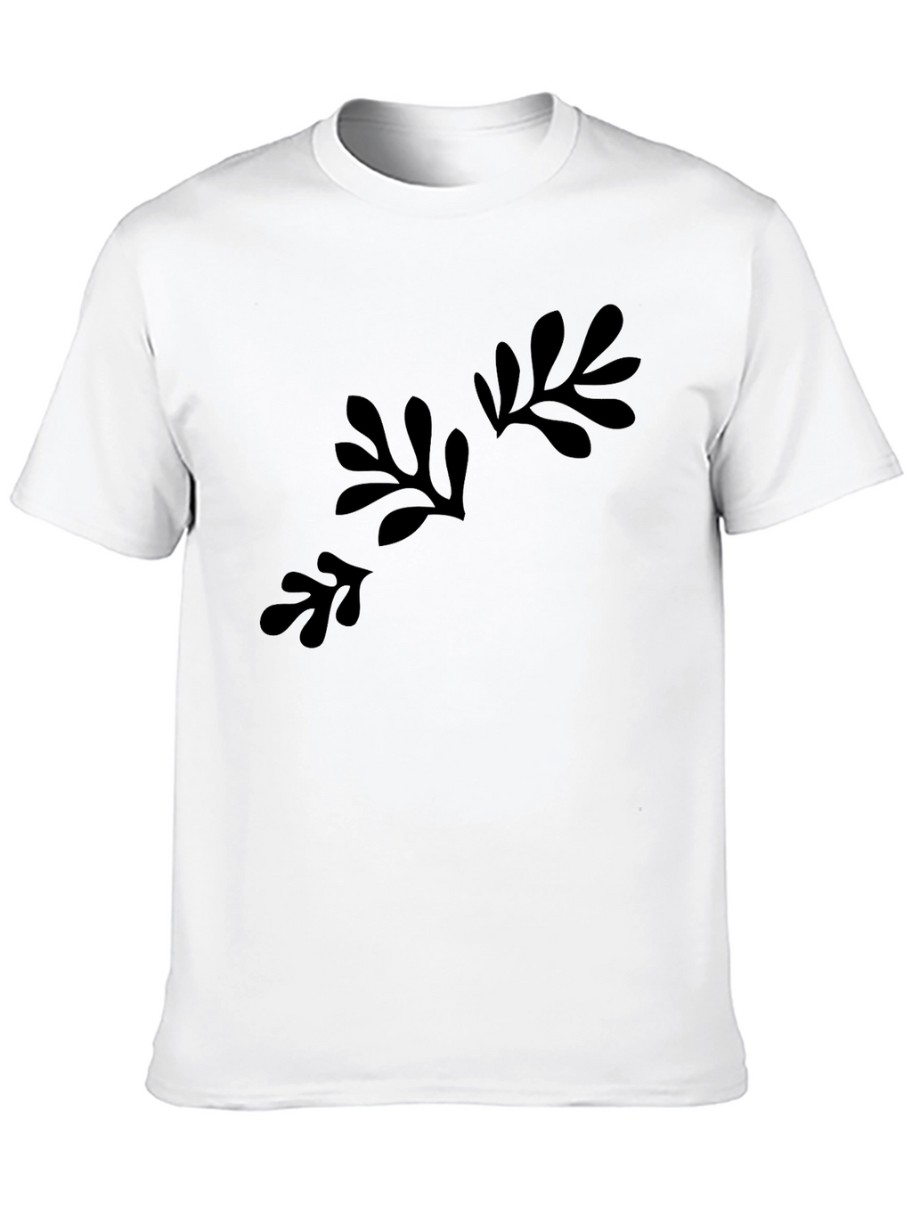 Abstract Foliage Print Black T-Shirt
