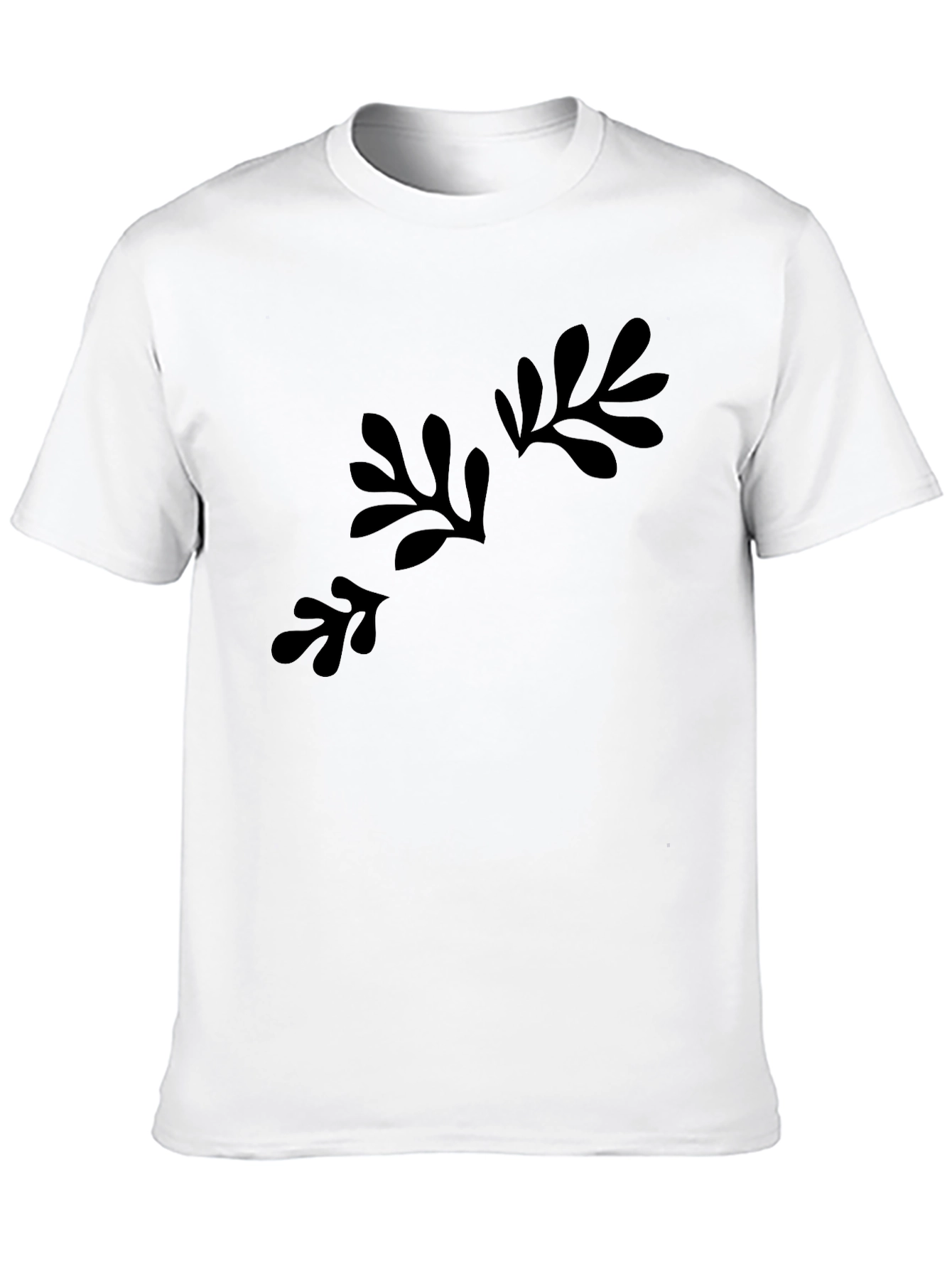 Abstract Foliage Print Black T-Shirt
