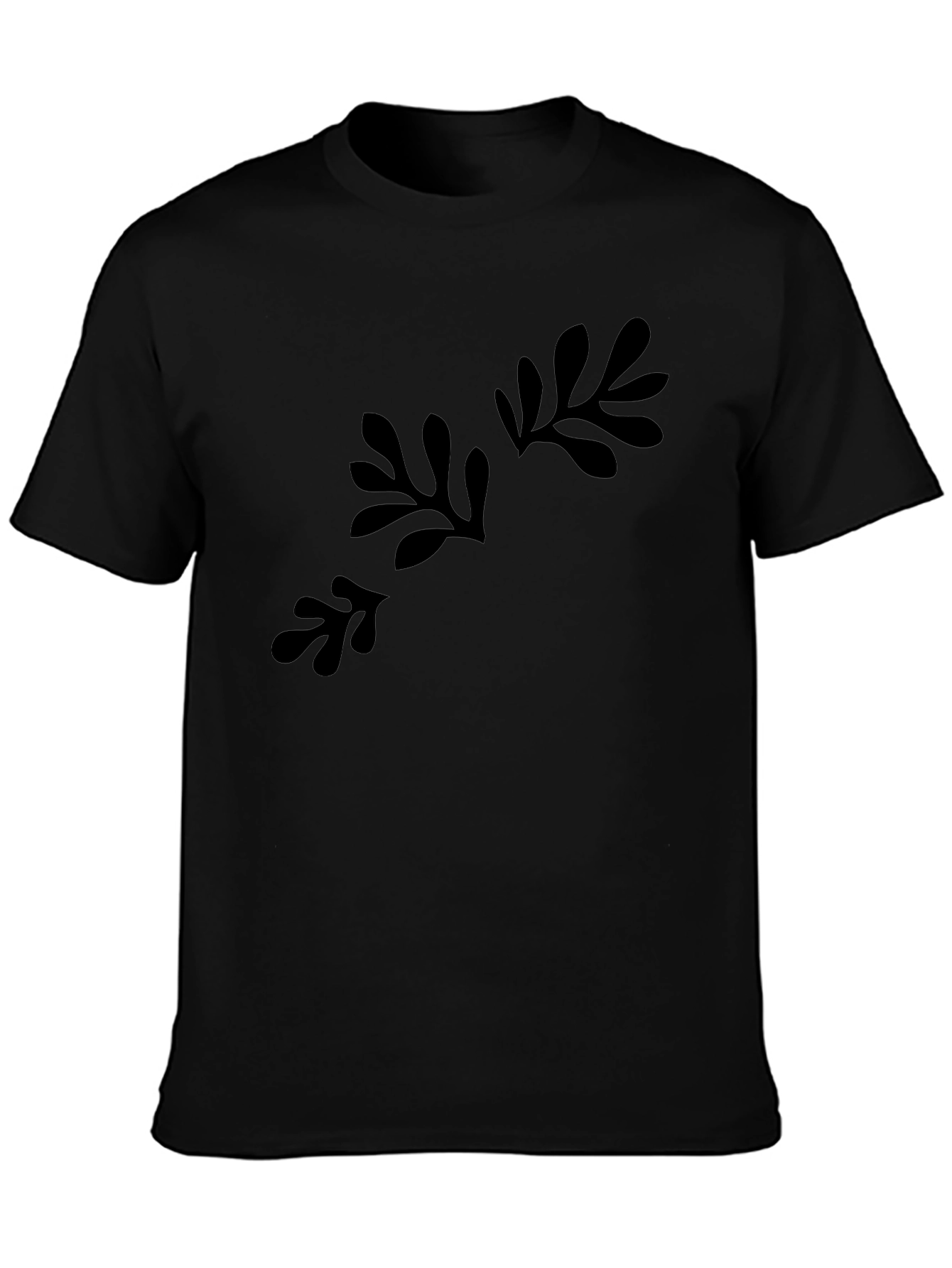 Abstract Foliage Print Black T-Shirt