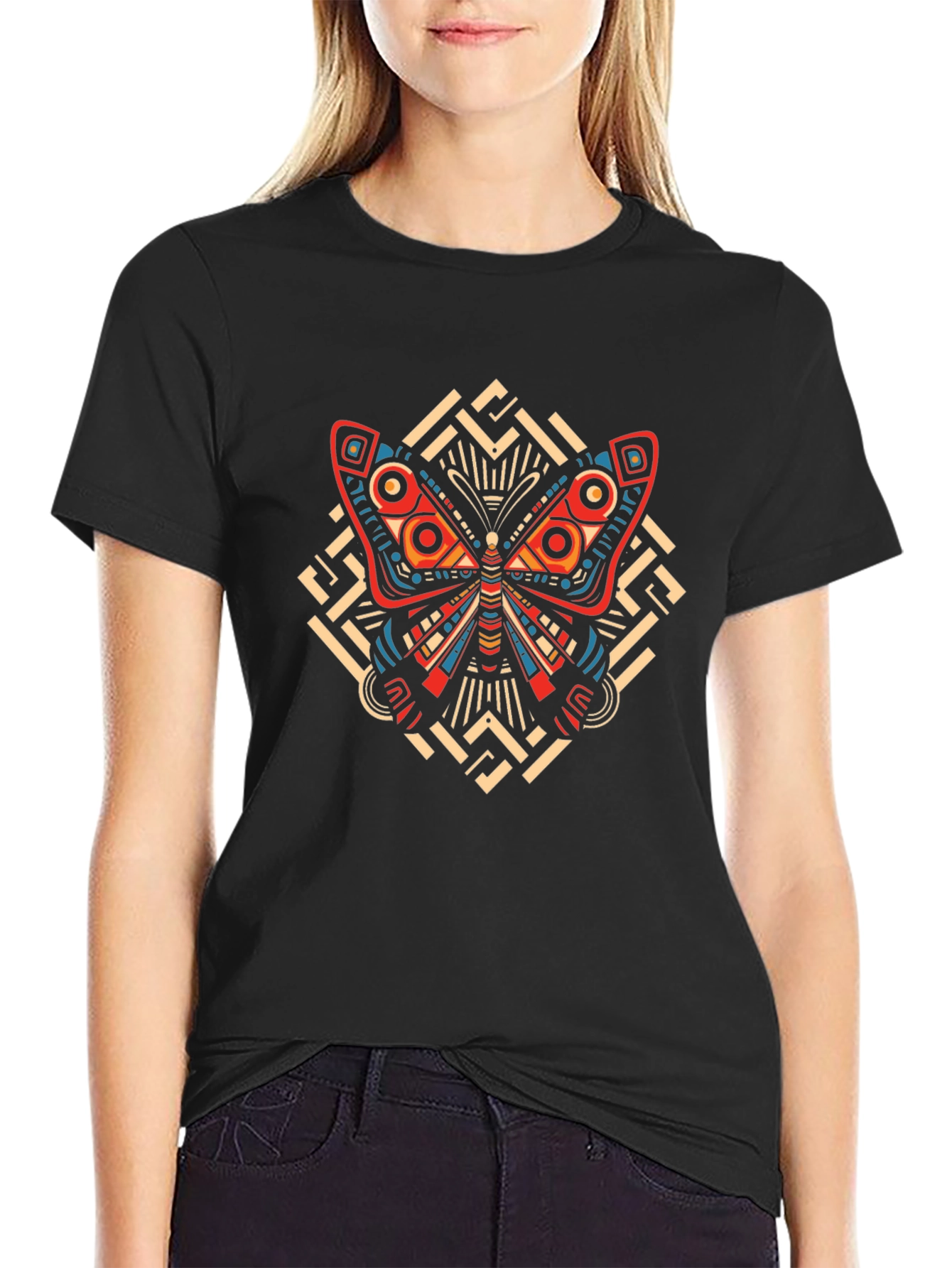 Butterfly Graphic Print Crew Neck T-Shirt