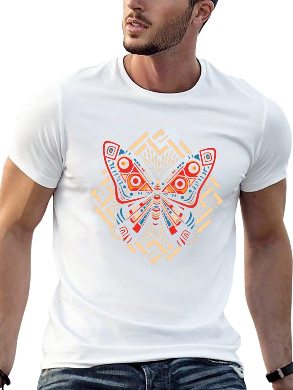 Butterfly Graphic Print Crew Neck T-Shirt