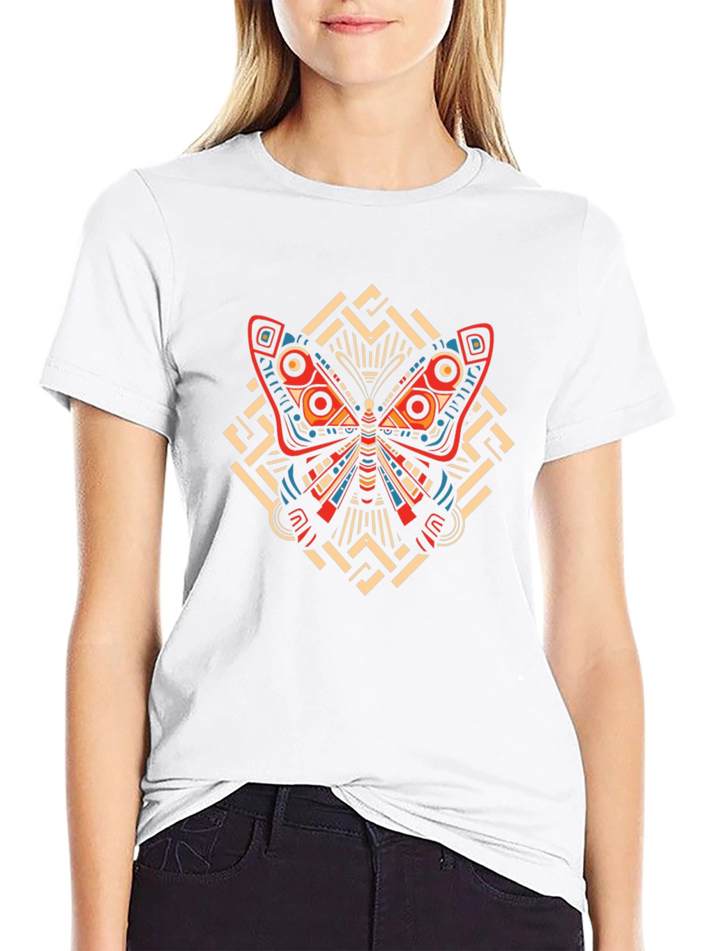 Butterfly Graphic Print Crew Neck T-Shirt