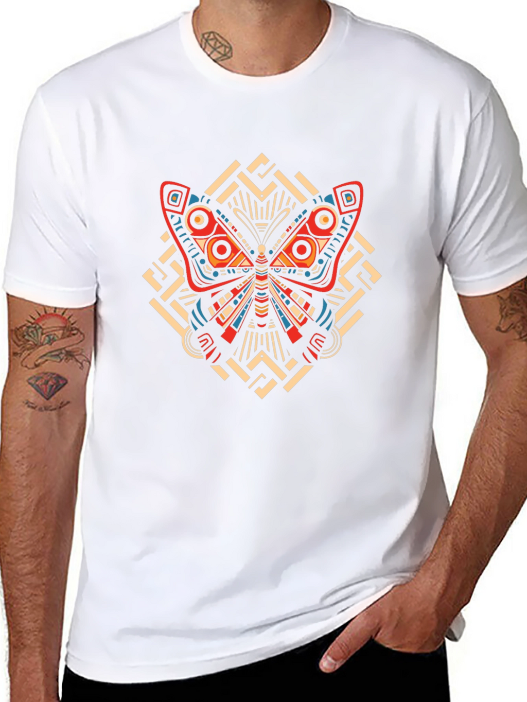 Butterfly Graphic Print Crew Neck T-Shirt