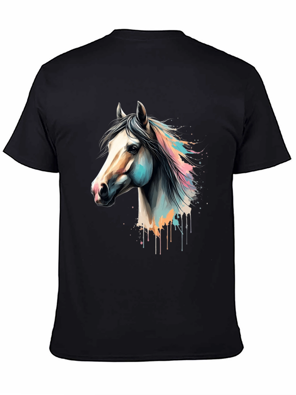 Horse Graphic Print Black T-Shirt