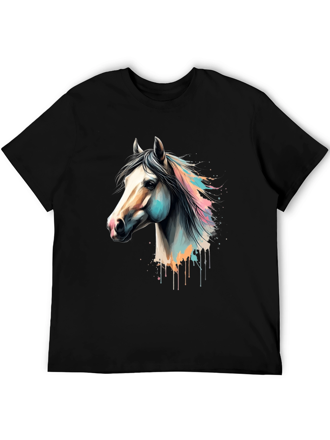 Horse Graphic Print Black T-Shirt