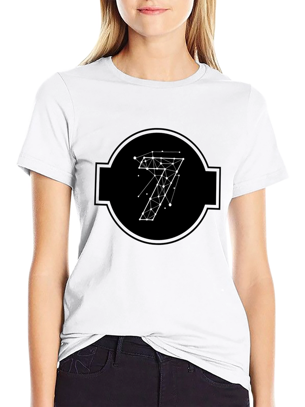 Geometric Seven Black Tee