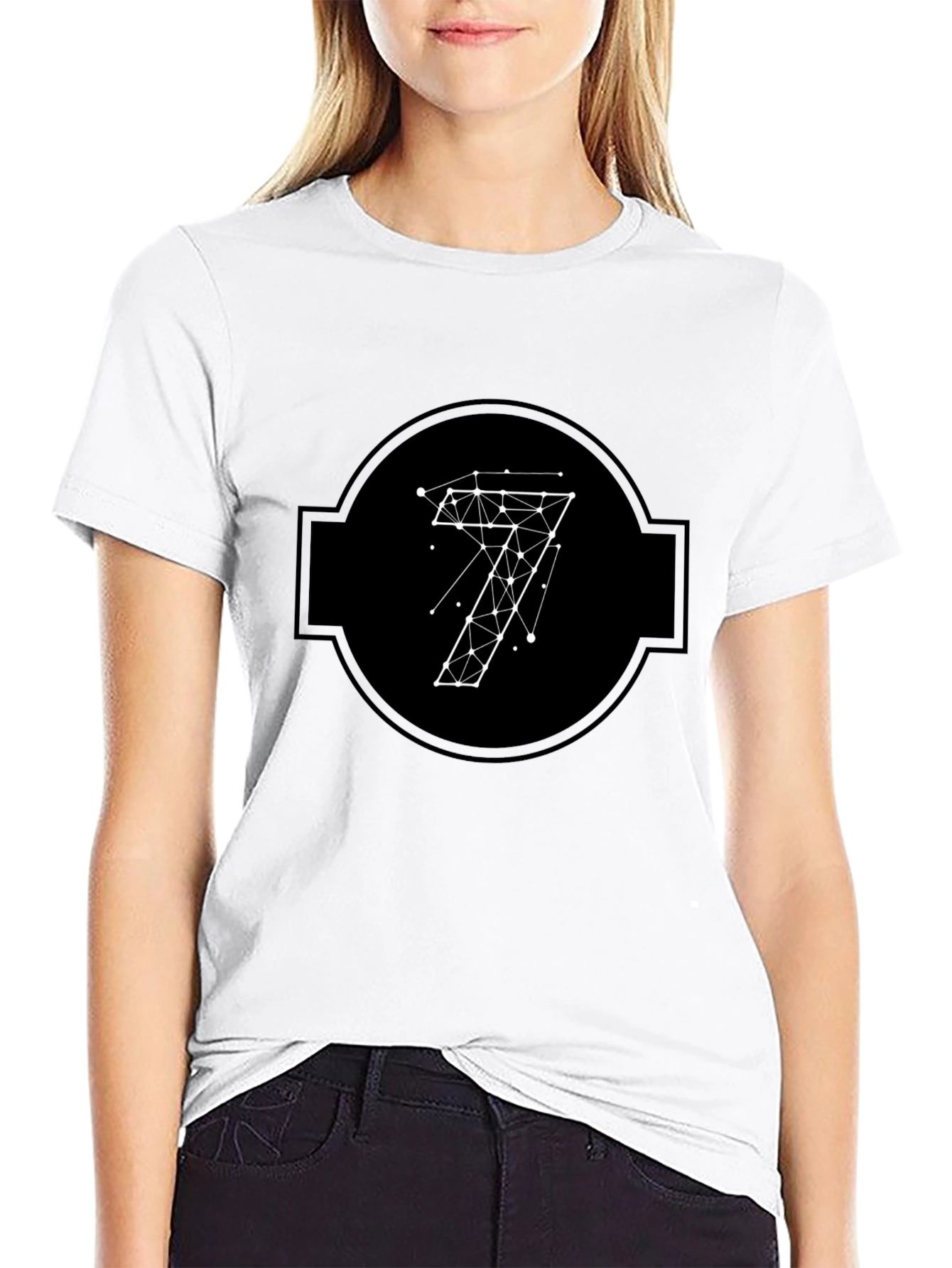 Geometric Seven Black Tee