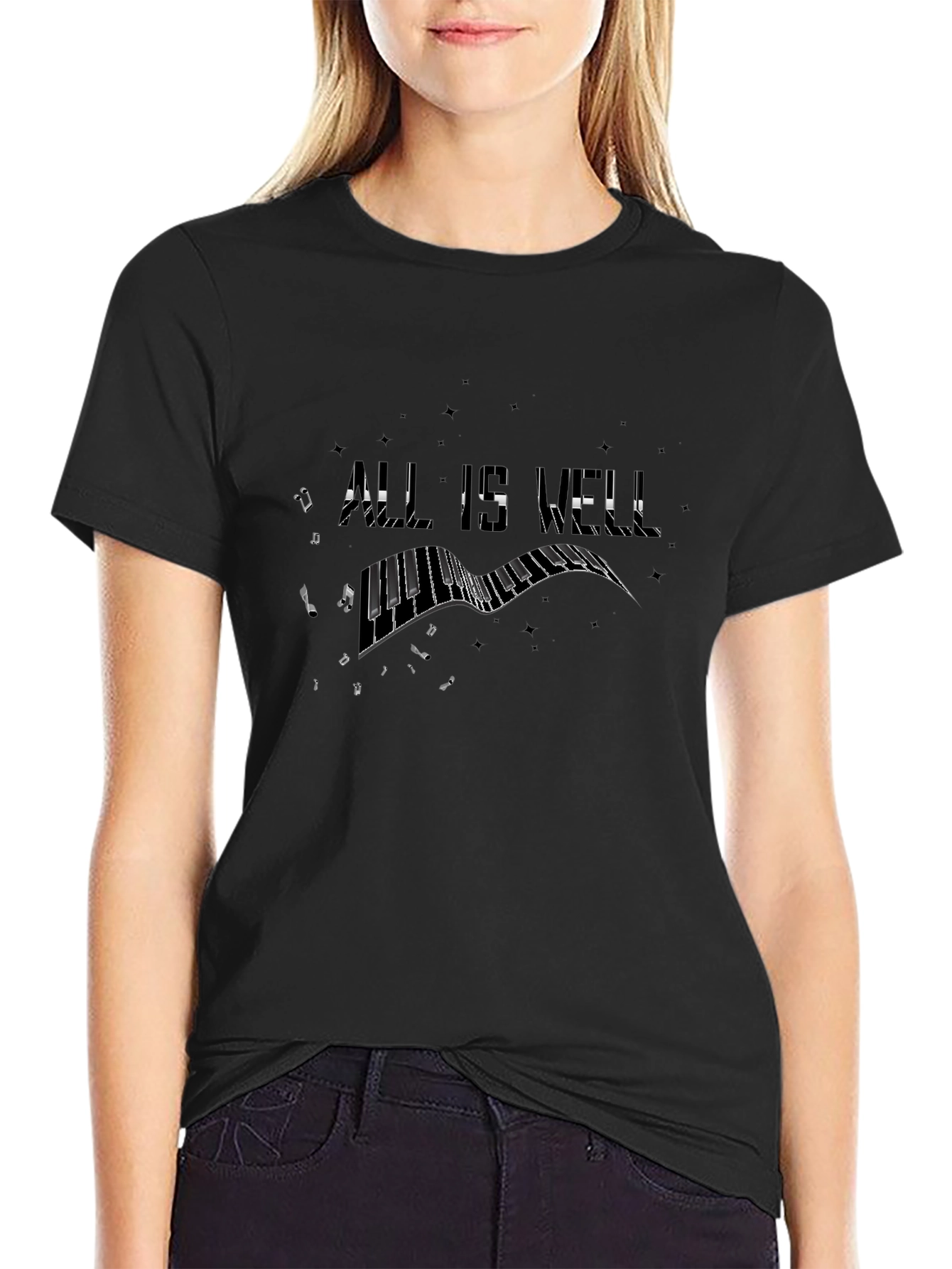 All Is Hell Piano Keys Black Graphic T-Shirt