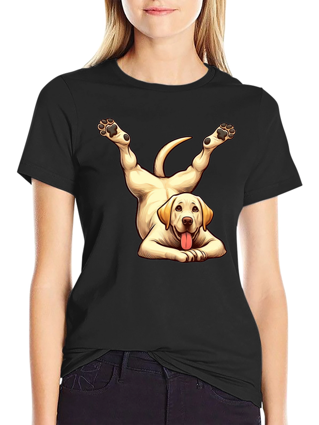 Funny Dog Yoga Black T-Shirt