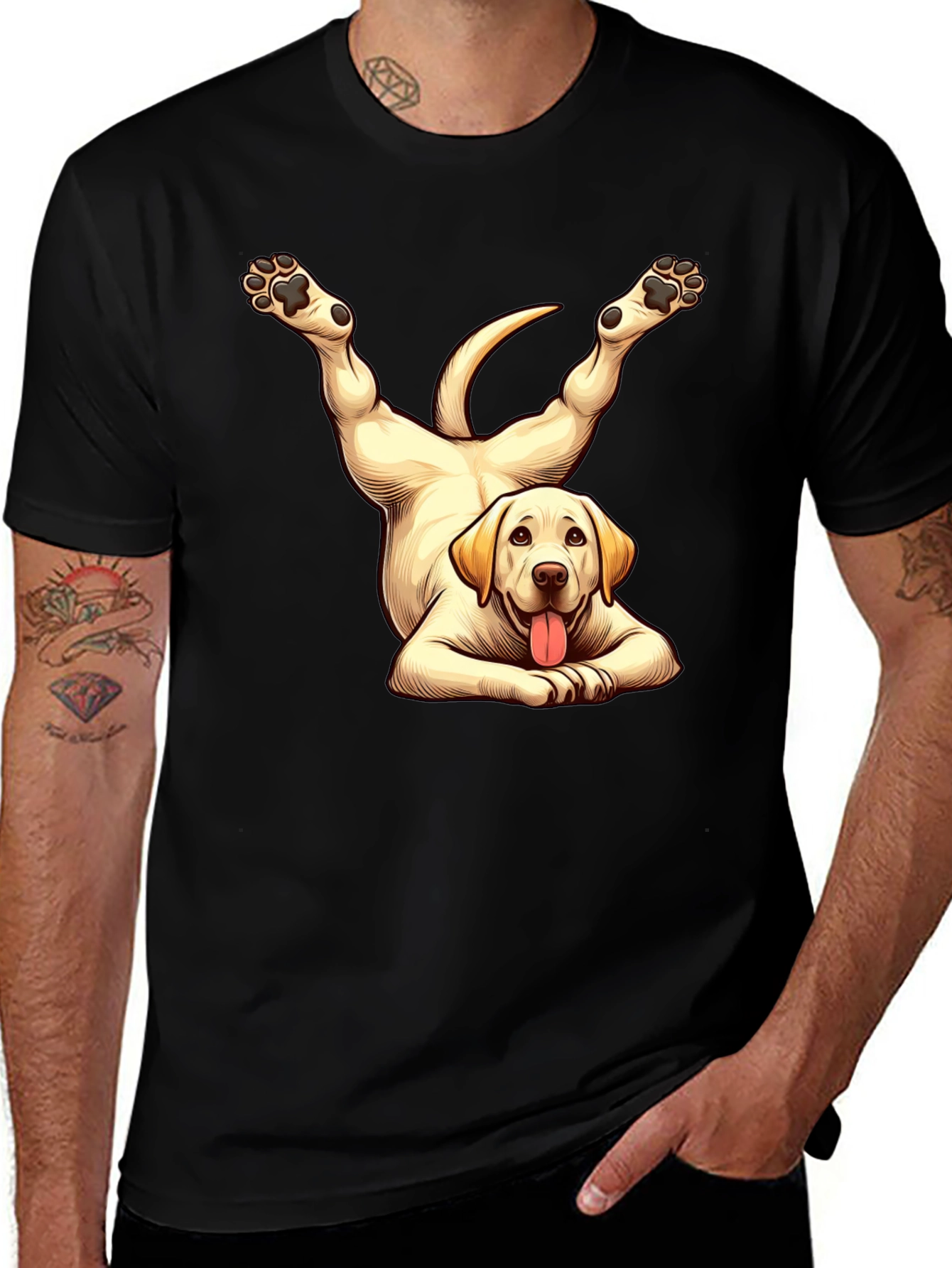 Funny Dog Yoga Black T-Shirt