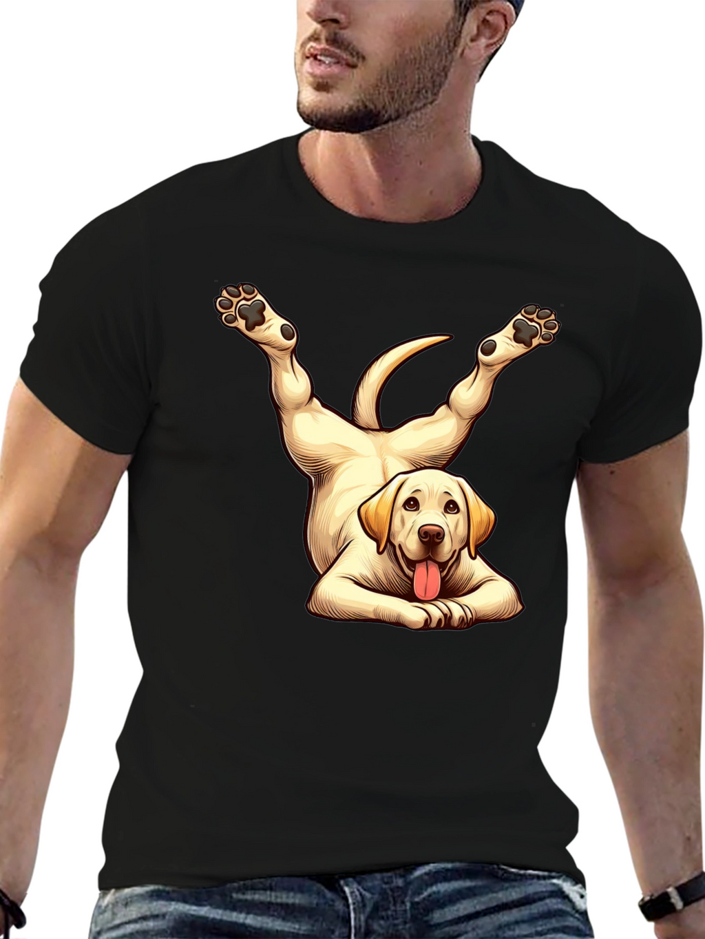 Funny Dog Yoga Black T-Shirt