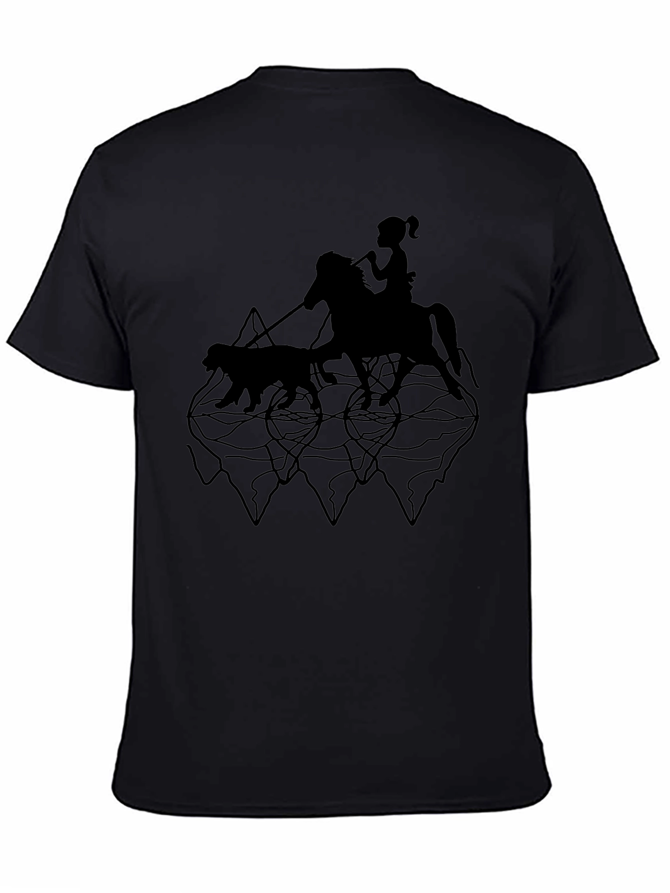 Black Graphic Tee - Horse Rider & Dog