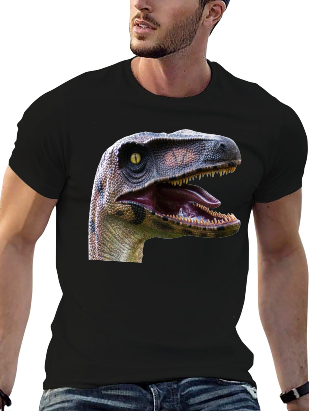 Dinosaur Graphic Print Black T-Shirt