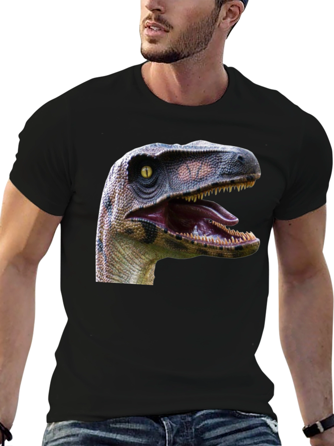 Dinosaur Graphic Print Black T-Shirt
