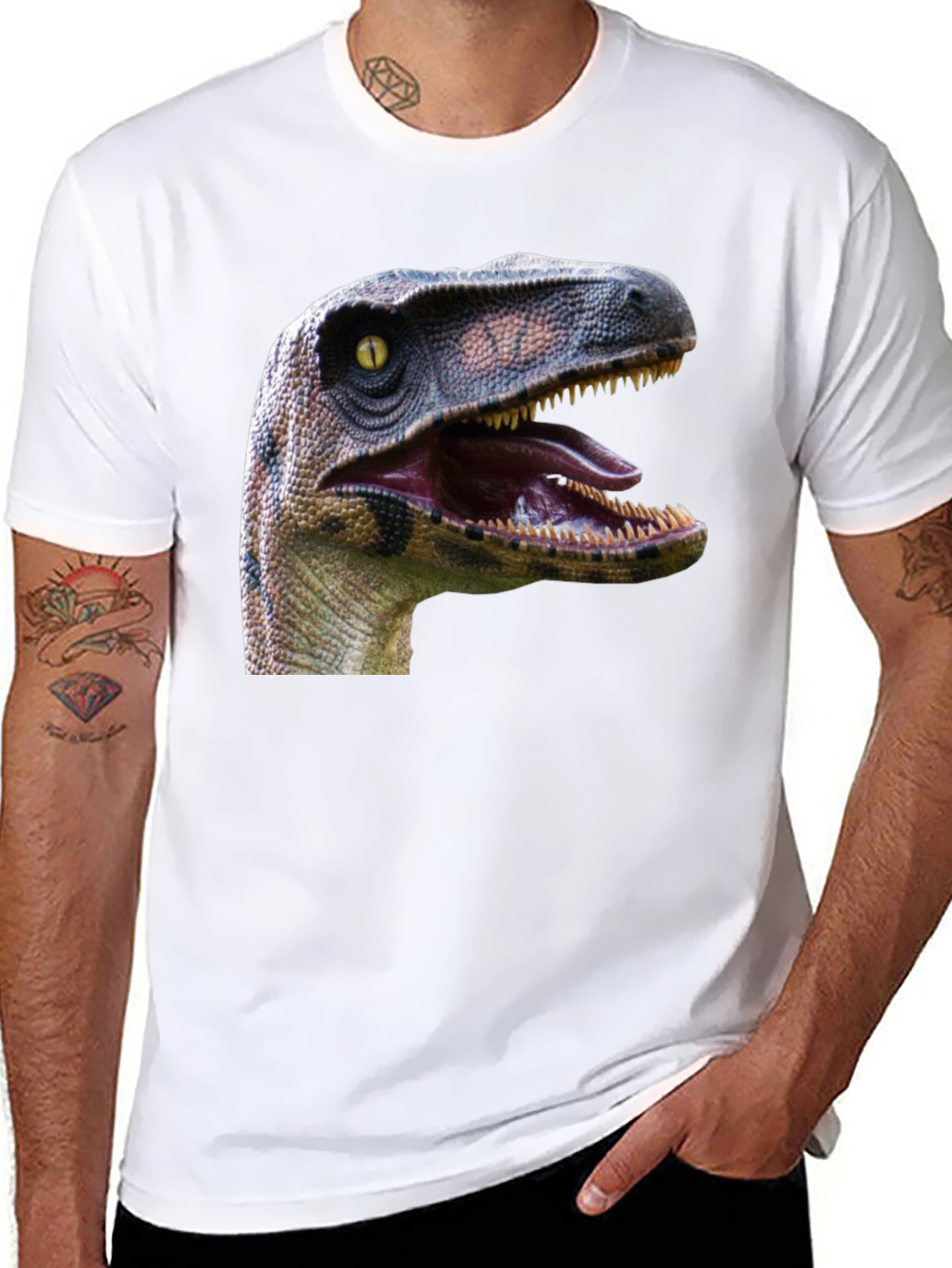 Dinosaur Graphic Print Black T-Shirt