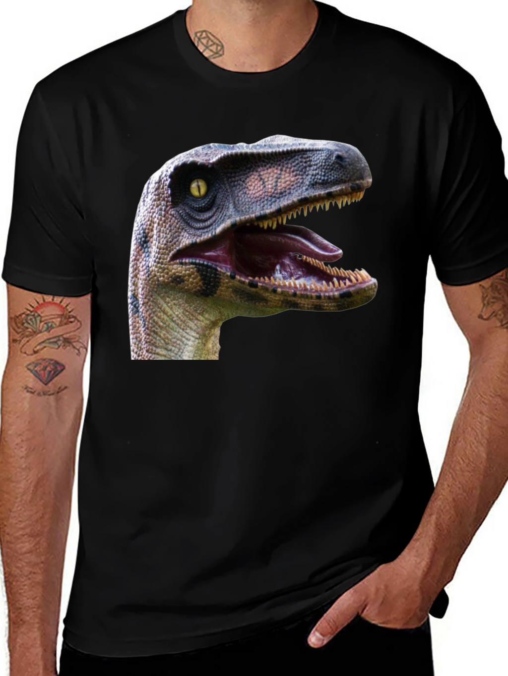 Dinosaur Graphic Print Black T-Shirt