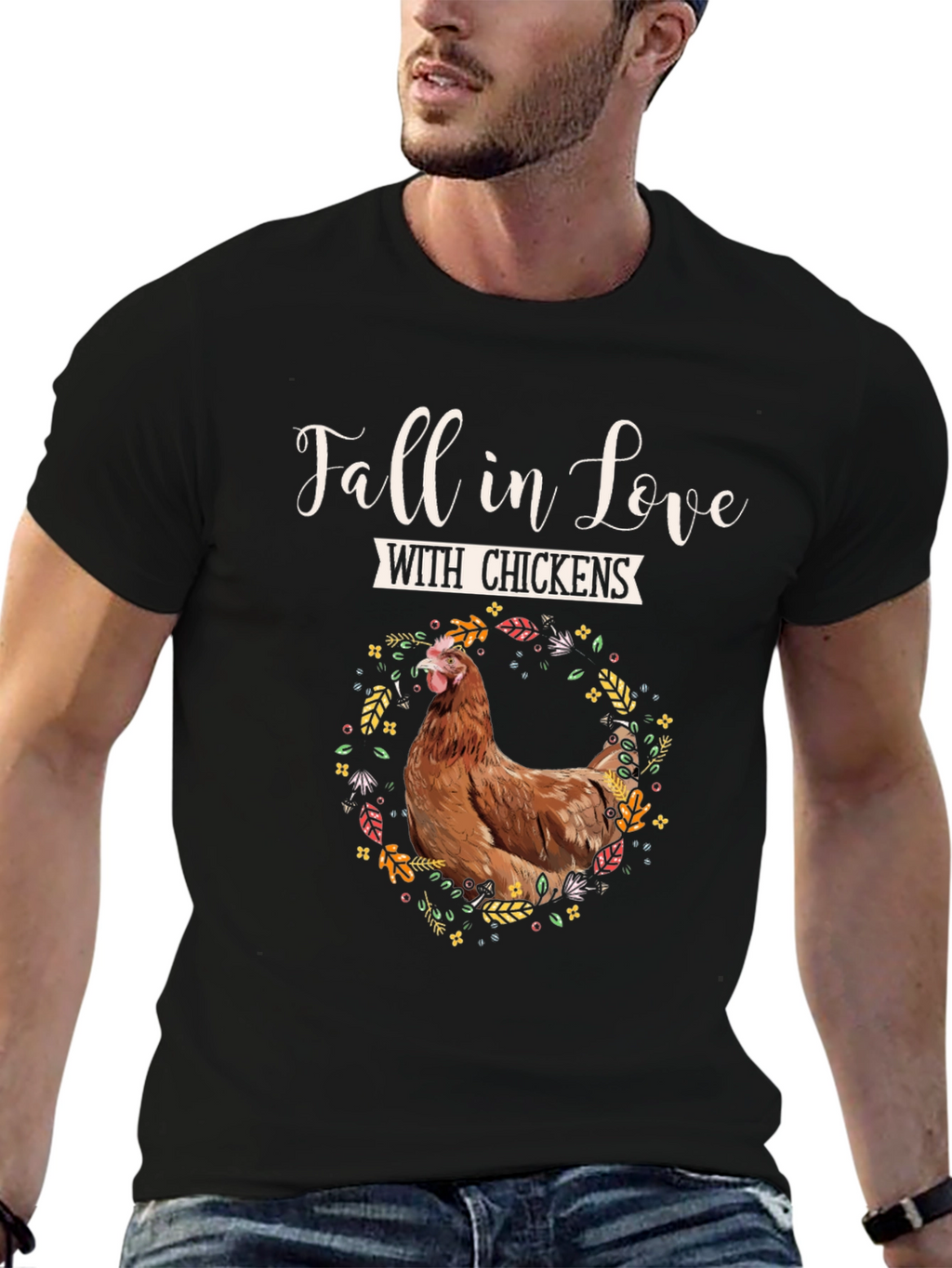 Fall in Love with Chickens Graphic Tee