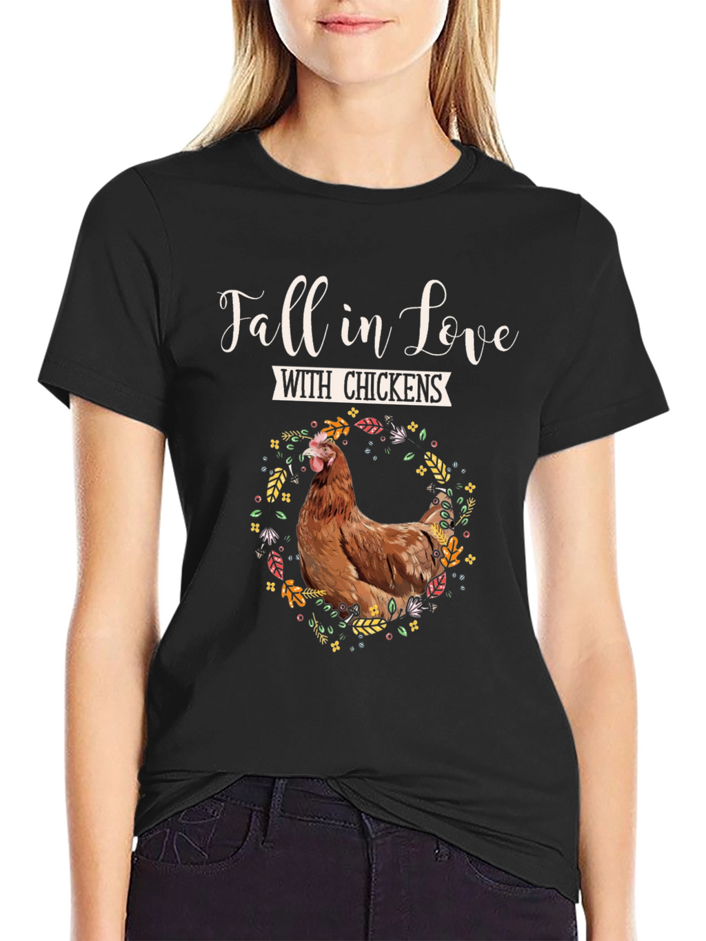 Fall in Love with Chickens Graphic Tee