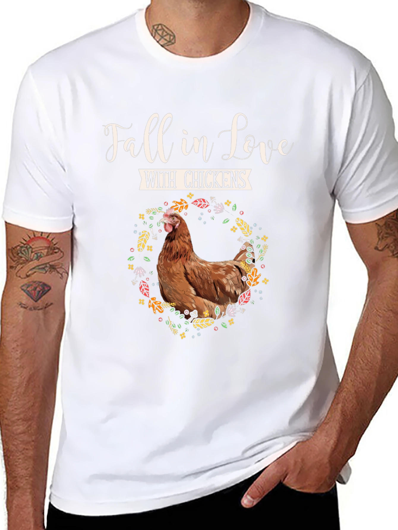 Fall in Love with Chickens Graphic Tee