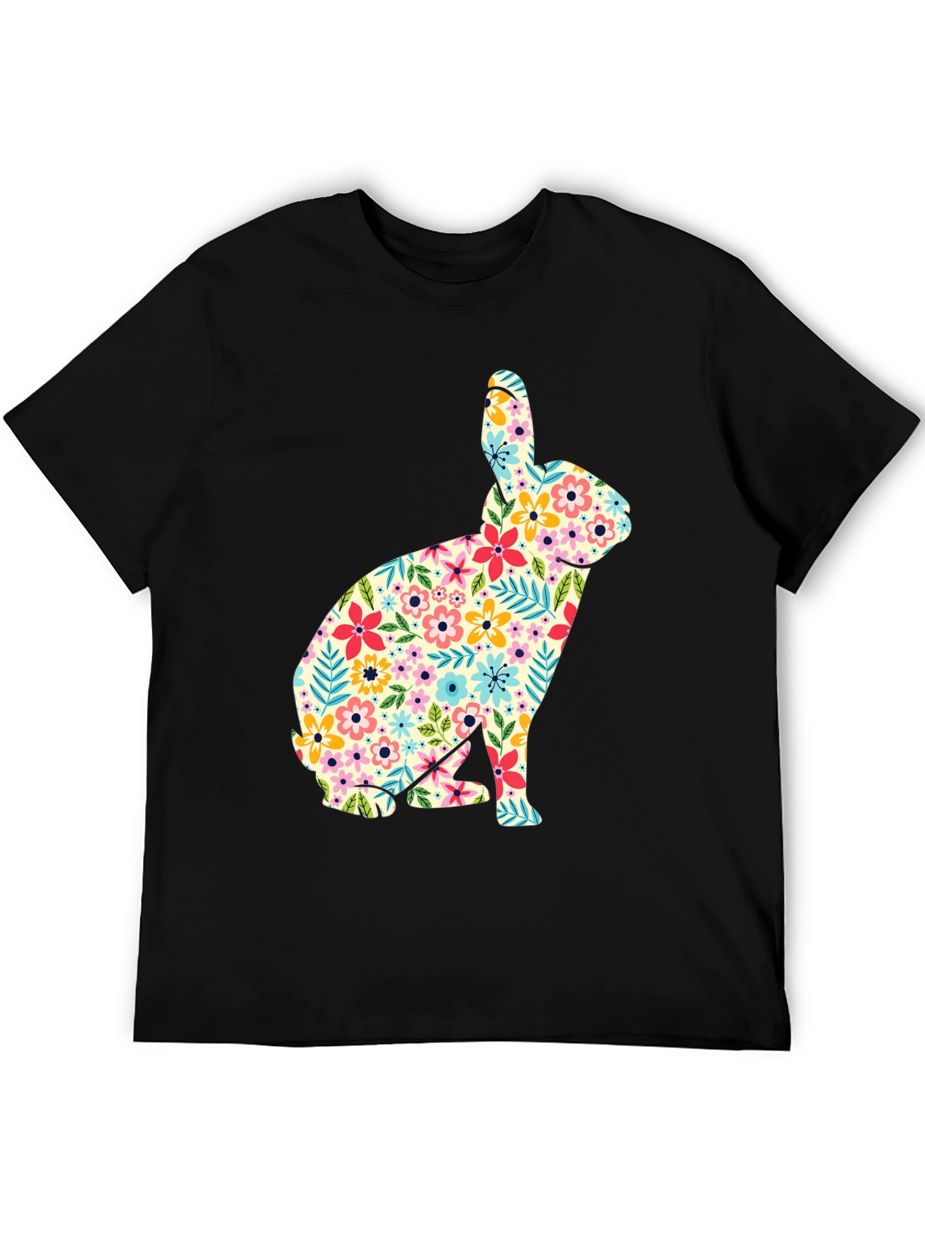 Floral Bunny Graphic Tee - Stylish Spring Apparel