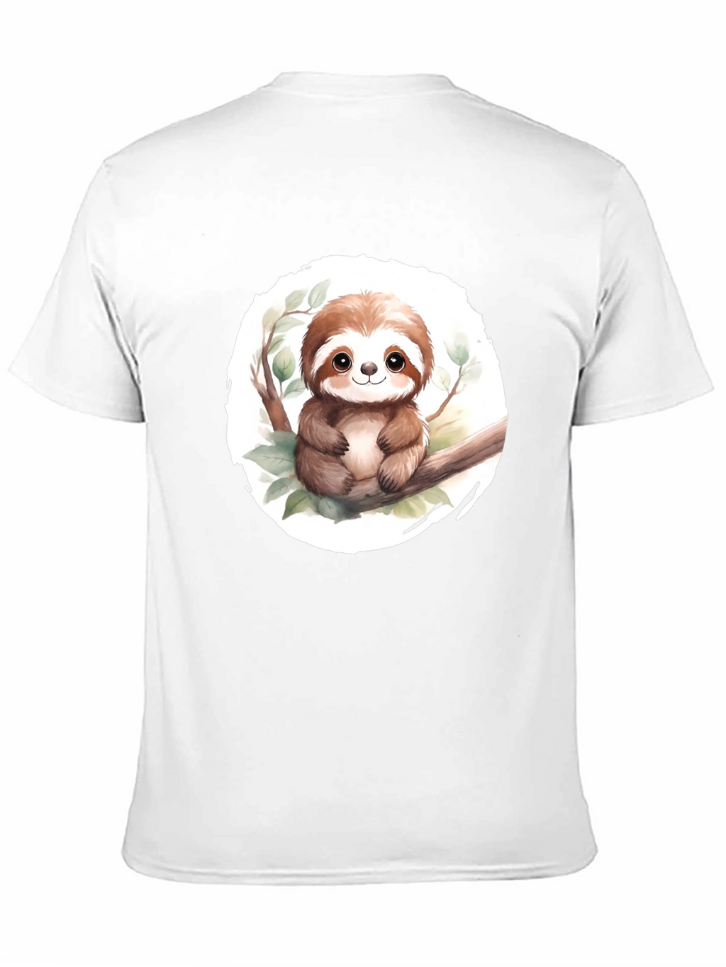Cute Sloth on Branch Mens Black T-Shirt