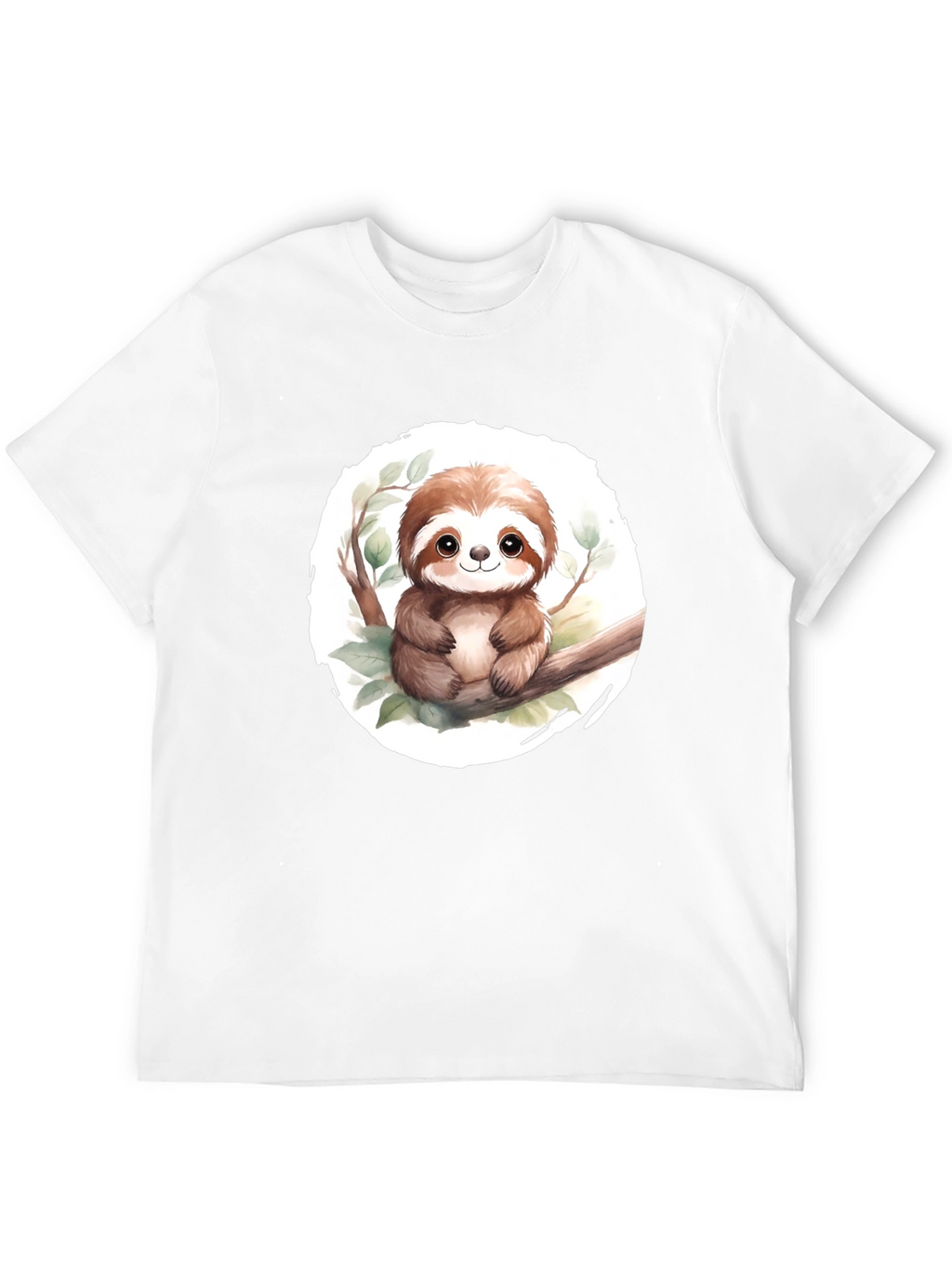 Cute Sloth on Branch Mens Black T-Shirt