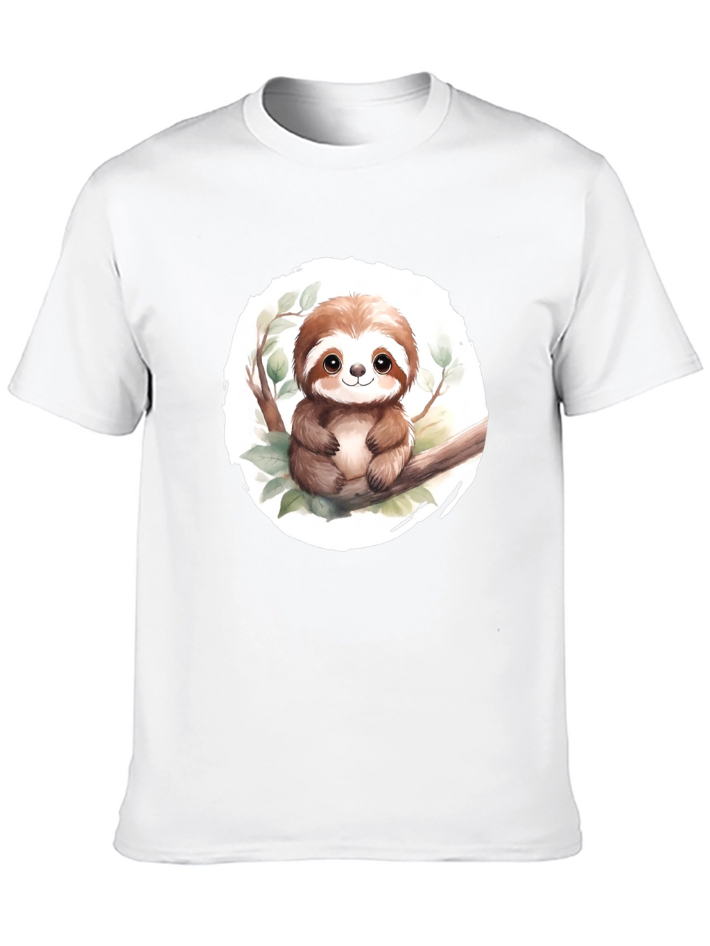 Cute Sloth on Branch Mens Black T-Shirt