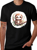 Cute Sloth on Branch Mens Black T-Shirt