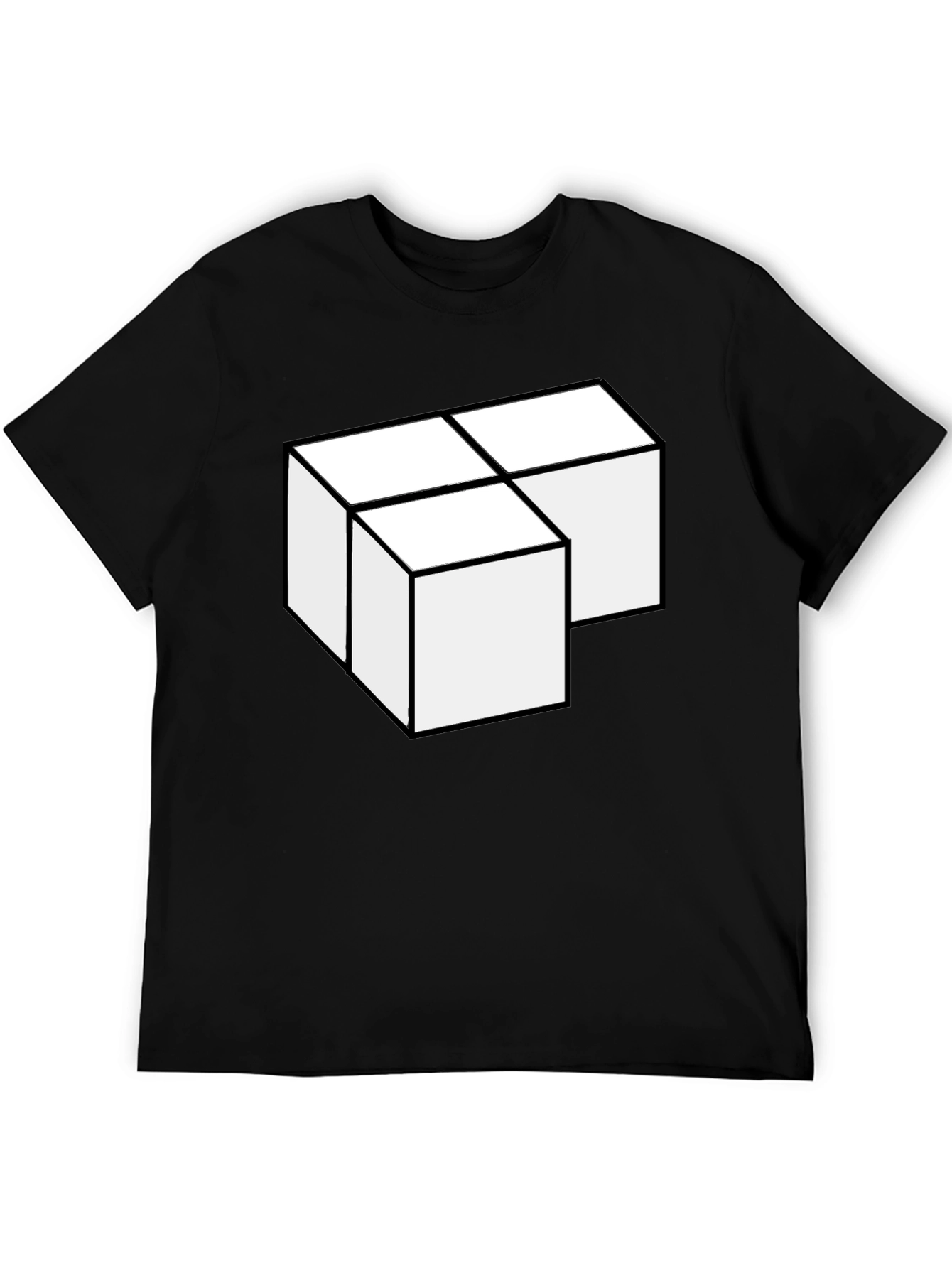 Geometric Cube Graphic Tee - Modern Minimalist Design