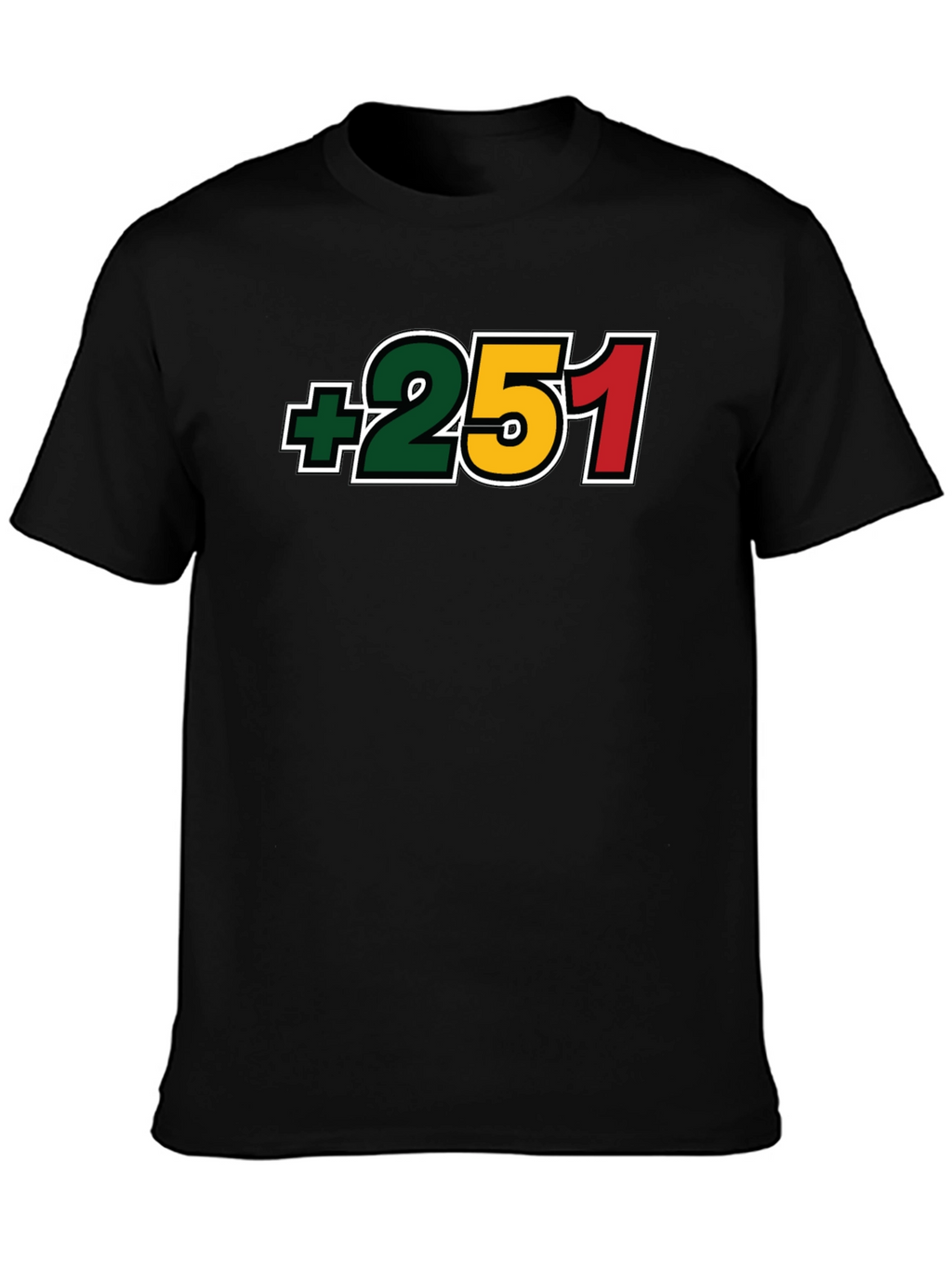 +251 Ethiopia Country Code Black T-Shirt