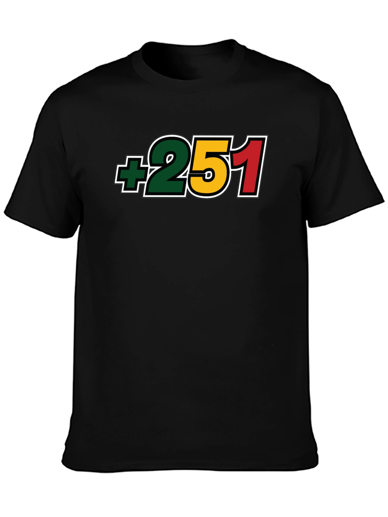 +251 Ethiopia Country Code Black T-Shirt