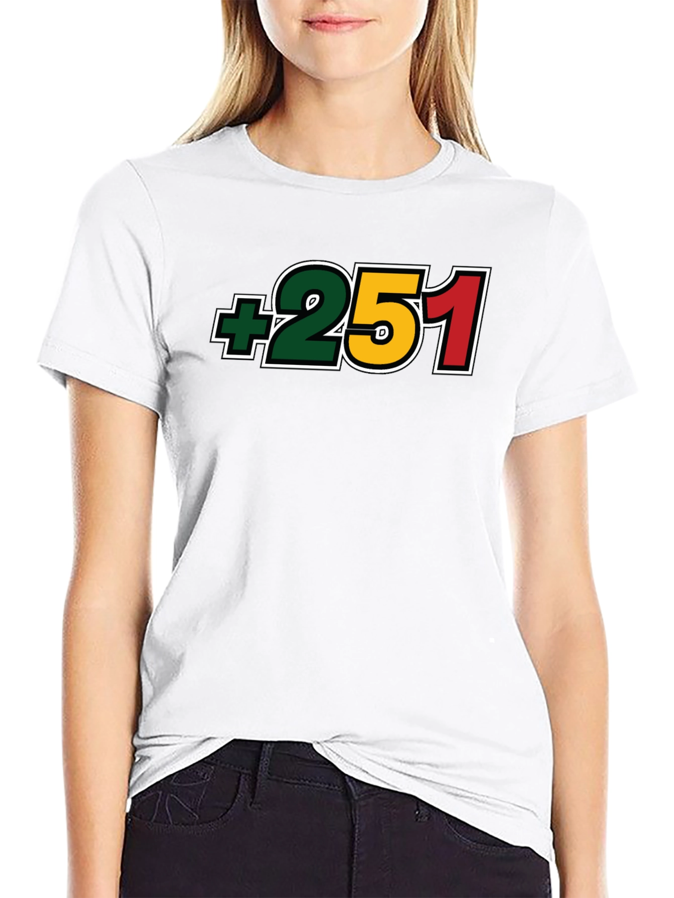 +251 Ethiopia Country Code Black T-Shirt