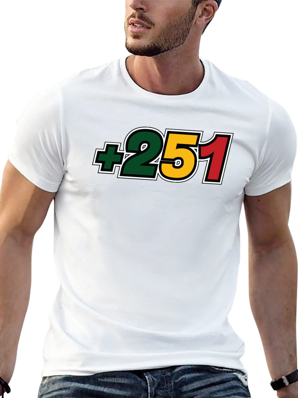 +251 Ethiopia Country Code Black T-Shirt