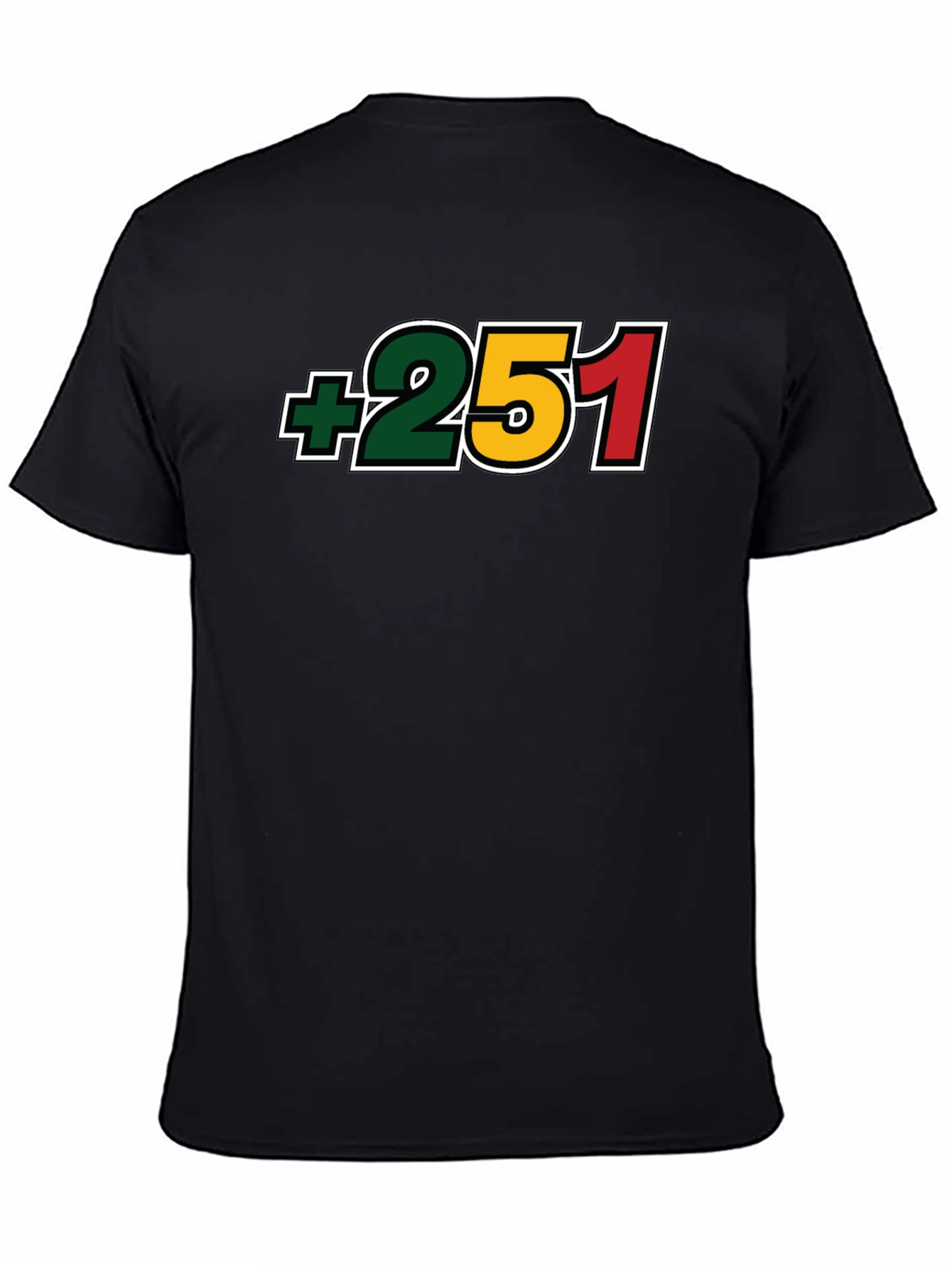 +251 Ethiopia Country Code Black T-Shirt