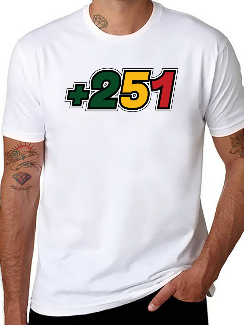 +251 Ethiopia Country Code Black T-Shirt