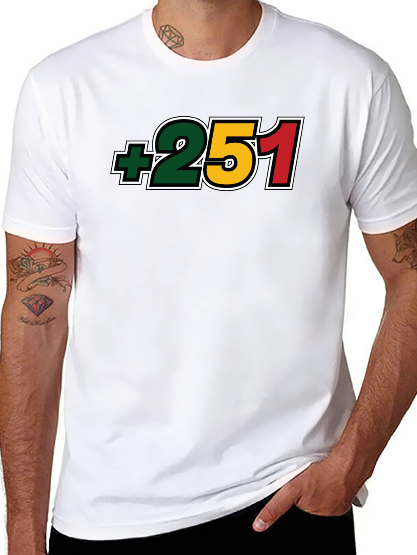 +251 Ethiopia Country Code Black T-Shirt