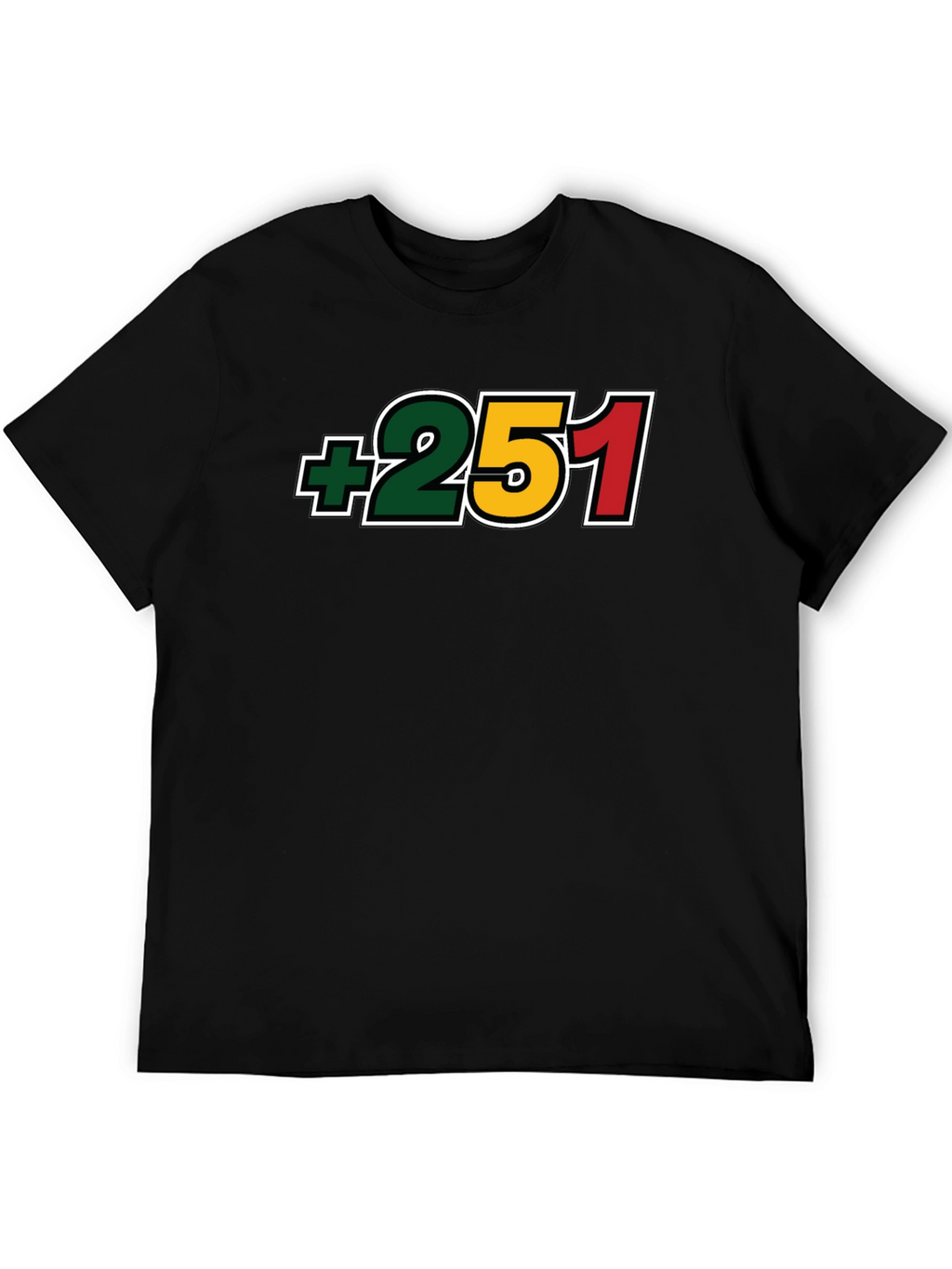+251 Ethiopia Country Code Black T-Shirt