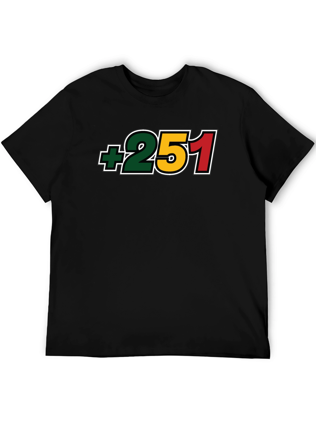 +251 Ethiopia Country Code Black T-Shirt