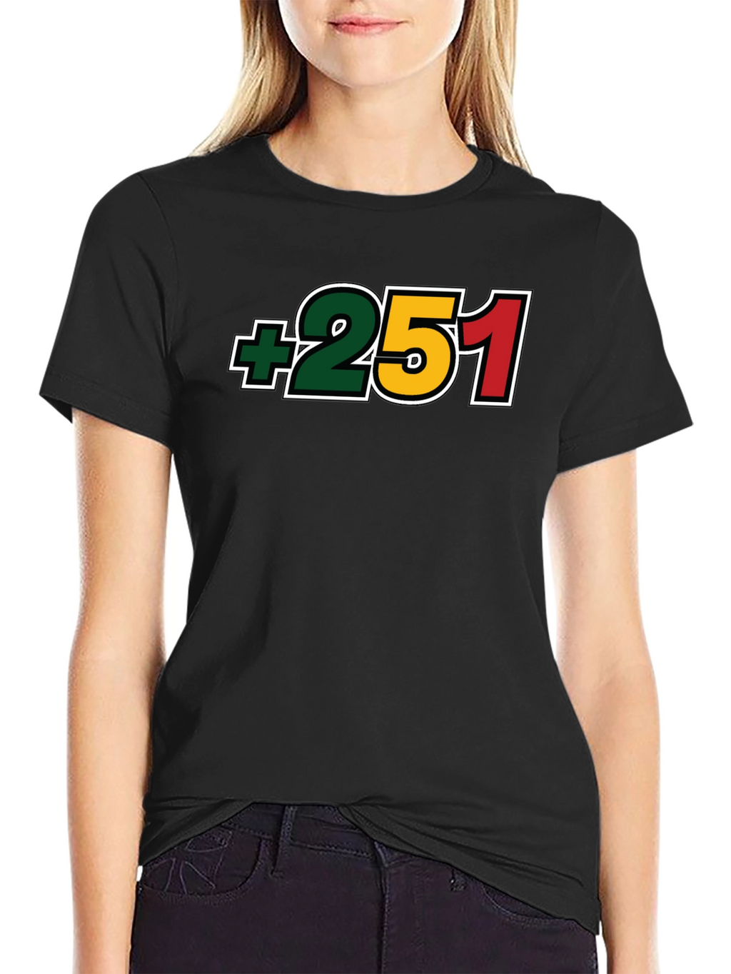 +251 Ethiopia Country Code Black T-Shirt