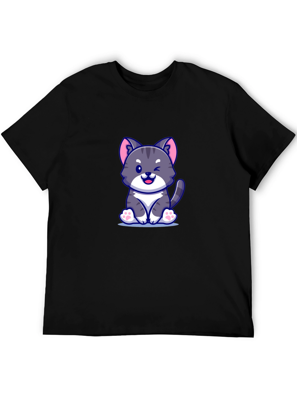 Cute Cartoon Cat Graphic T-Shirt