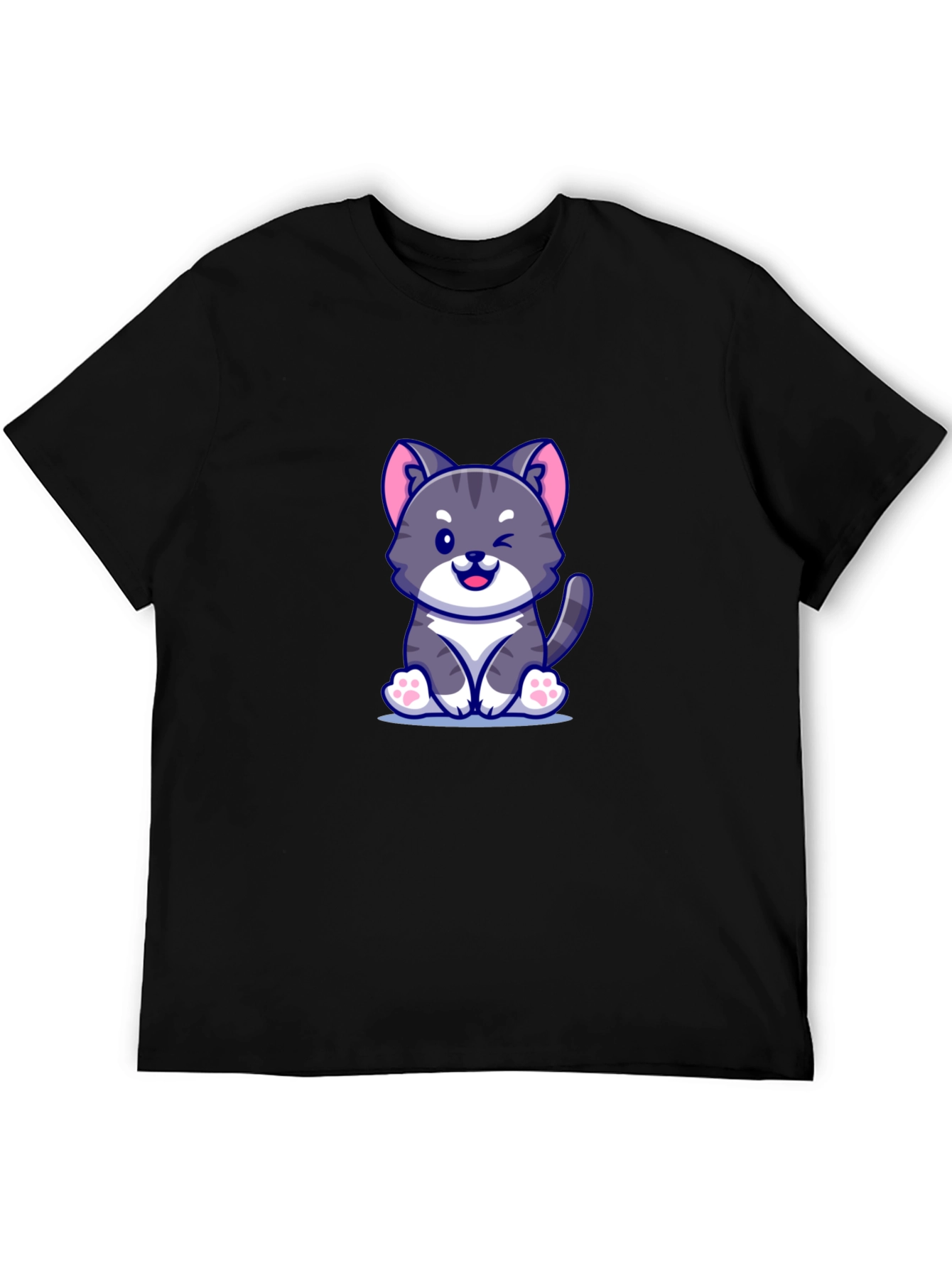 Cute Cartoon Cat Graphic T-Shirt