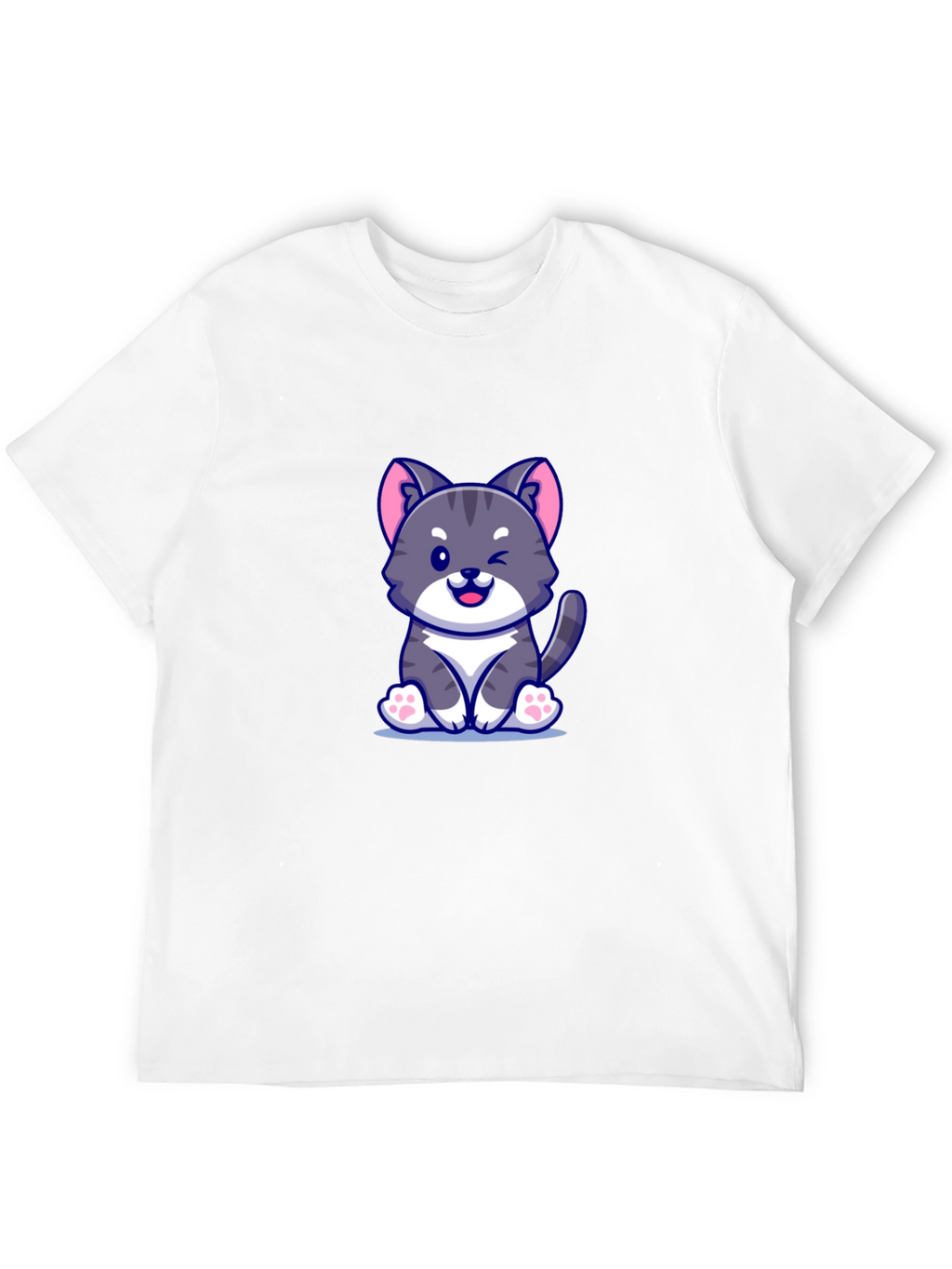 Cute Cartoon Cat Graphic T-Shirt
