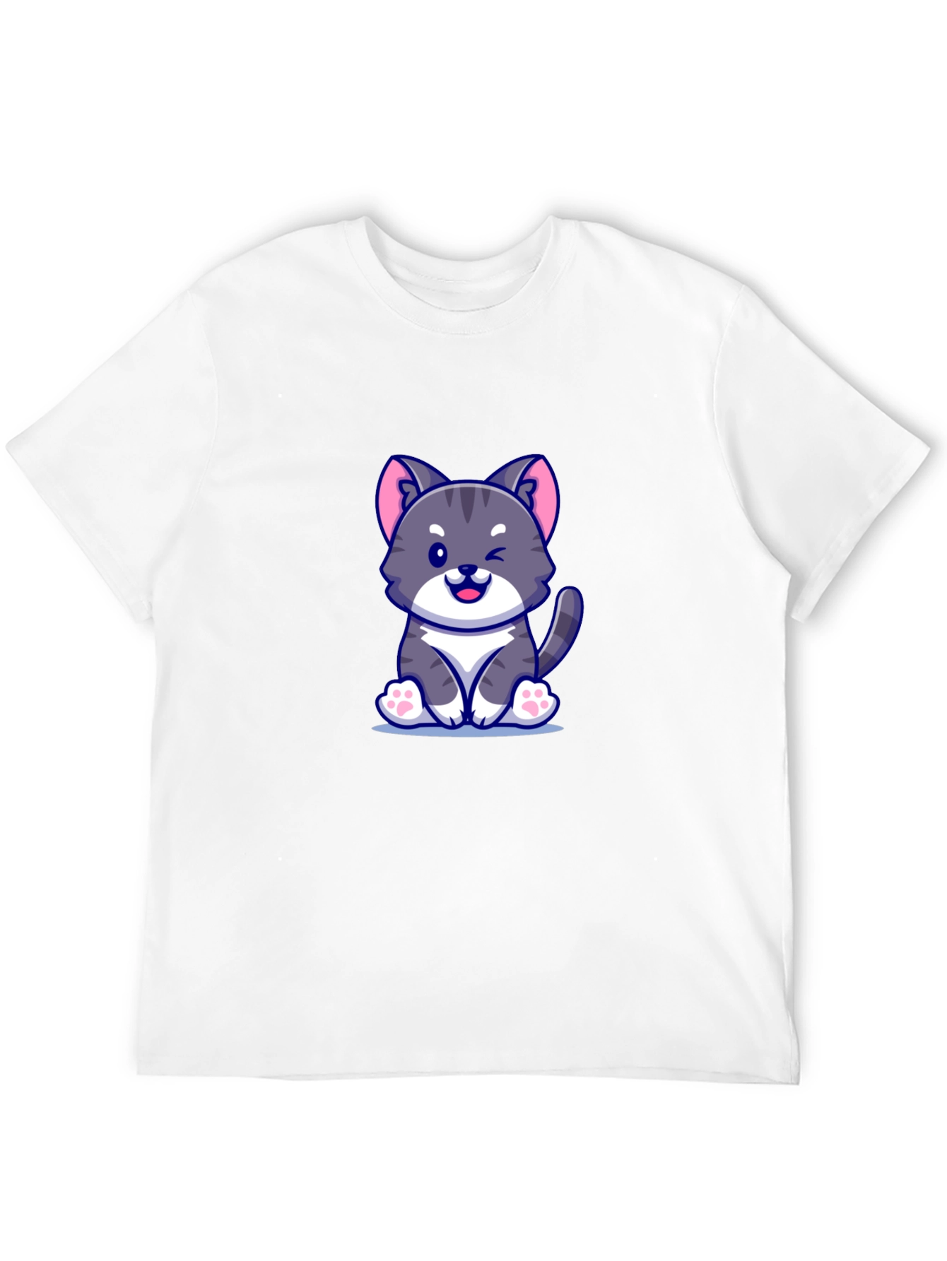 Cute Cartoon Cat Graphic T-Shirt