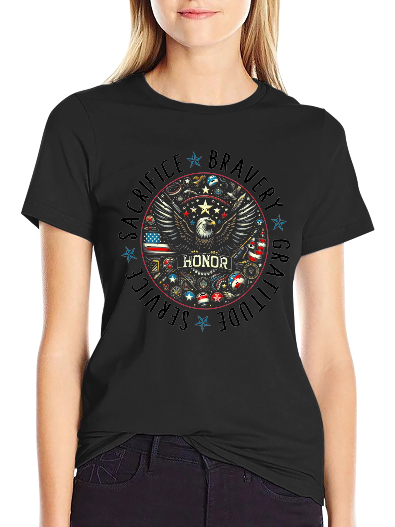 Honor Eagle Graphic Tee - Patriotic Design