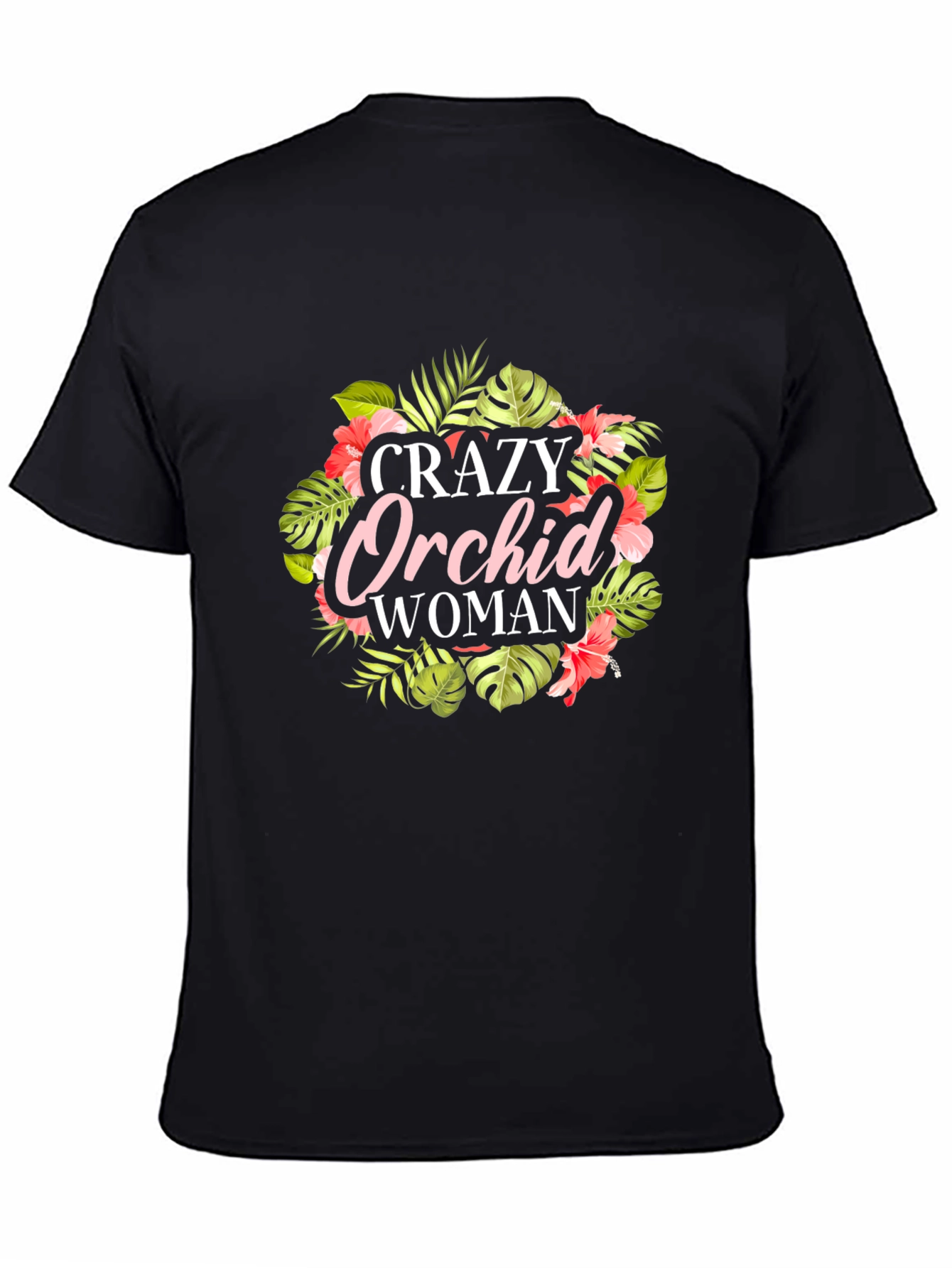 Crazy Orchid Woman Graphic Tee - Black Cotton T-Shirt