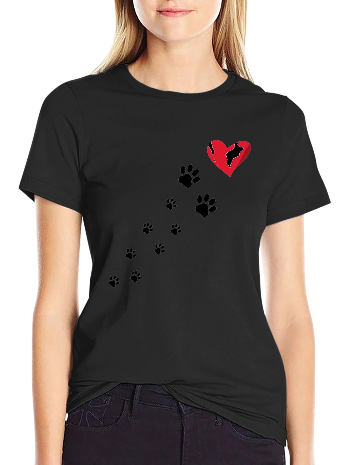 Broken Heart Paw Print T-Shirt
